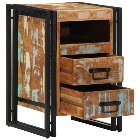 Comodino 40x40x59 cm in Legno Massello di Recupero - Foto 1