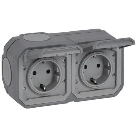 Plexo New Apwg Schuko 069742l Steckdose 2fach Grau Ip 44 5 (069742l) - Foto 1