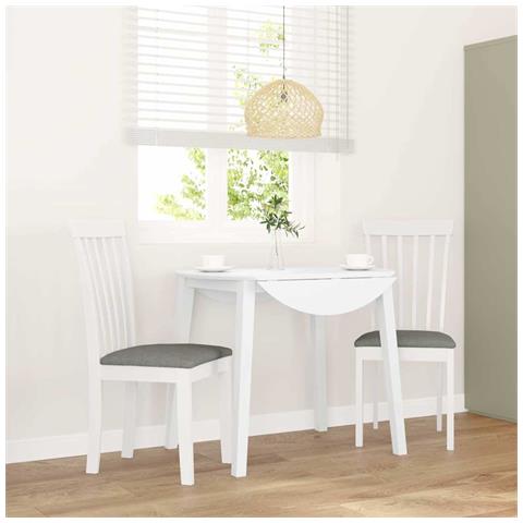 Sedie da Pranzo con Cuscini 2 pz Bianco Legno Massello di Hevea - Foto 10