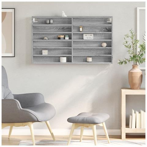 Armadietto Vetrina Grigio Sonoma 100x8,5x58cm Legno Multistrato - Foto 3