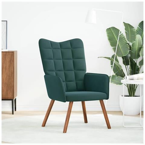 Sedia Relax Verde Scuro In Velluto - Foto 3