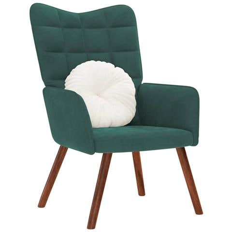 Sedia Relax Verde Scuro In Velluto - Foto 1