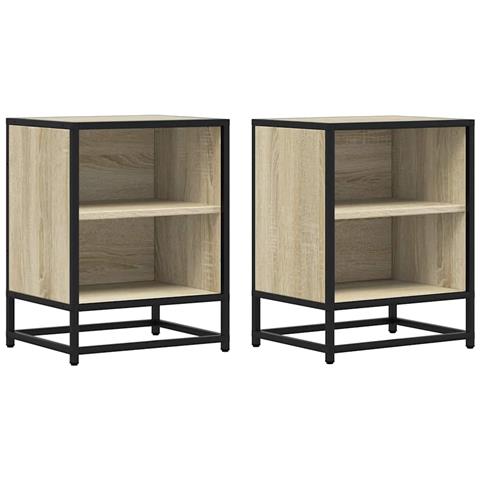Comodini 2pz Rovere Sonoma 40x31x50cm Legno Multistrato Metallo - Foto 2