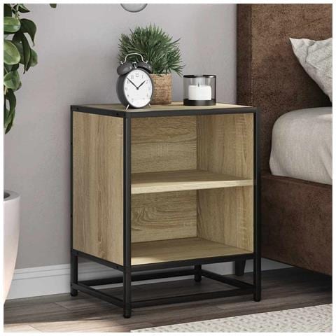Comodini 2pz Rovere Sonoma 40x31x50cm Legno Multistrato Metallo - Foto 1