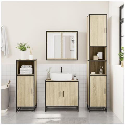 Mobile Da Bagno Sonoma 35x37,5x188,5 Cm In Truciolato E Metallo - Foto 3