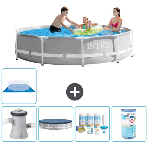 Piscina Fuori Terra - In Giro - 305x76 Cm - Grigio - Include Accessori Coordinati A1988 - Foto 1