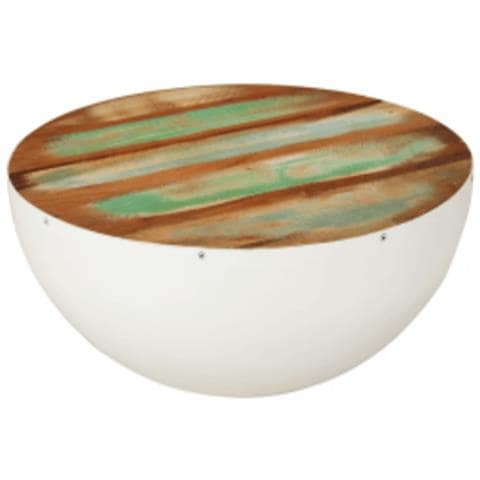 Tavolino Da Salotto Forma Di Coppa Legno Di Recupero 60x60x30cm - Foto 8