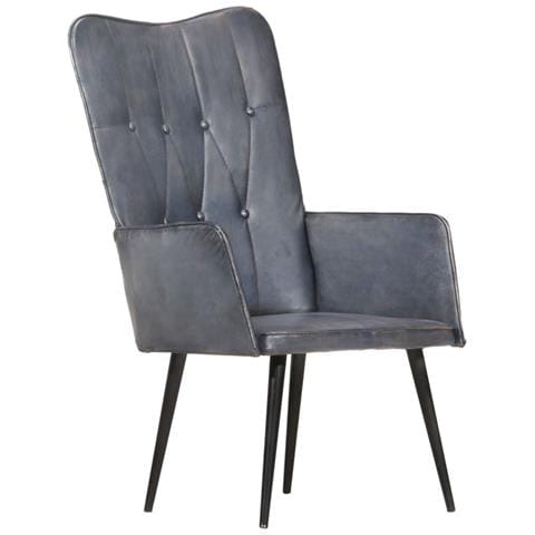 Lusso Casadino -  Poltrona Wingback Grigia In Vera Pelle - Foto 2