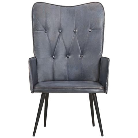 Lusso Casadino -  Poltrona Wingback Grigia In Vera Pelle - Foto 1