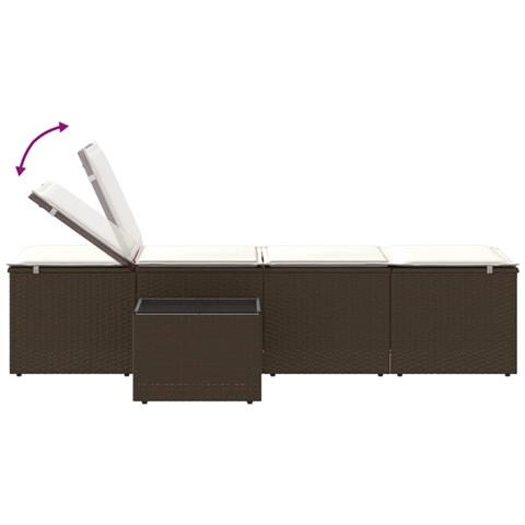 Lettini Prendisole 2 pz con Tavolino Marrone in Polyrattan - Foto 9