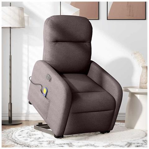 Poltrona Alzapersona Massaggio Elettrica Marrone Scuro Tessuto - Foto 2