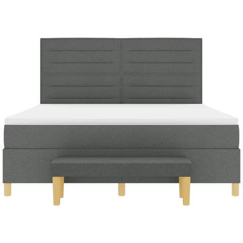 Letto a Molle con Materasso & Panchina Grigio Scuro 180x200 cm Tessuto - Foto 9