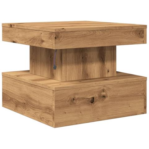 Tavolino da Salotto con Luci LED Rovere Artigianale 50x50x40 cm - Foto 9