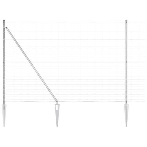 Recinto  1.6x25 m Acciaio Zincato, Pali per Recinto  con Spike 13 pcs Ø32 mm 180 cm Acciaio Zincato - Foto 1