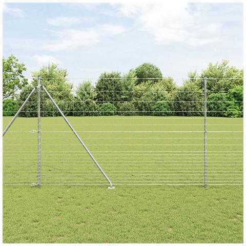 Recinto  1.6x25 m Acciaio Zincato, Pali per Recinto  con Spike 13 pcs Ø32 mm 180 cm Acciaio Zincato - Foto 2