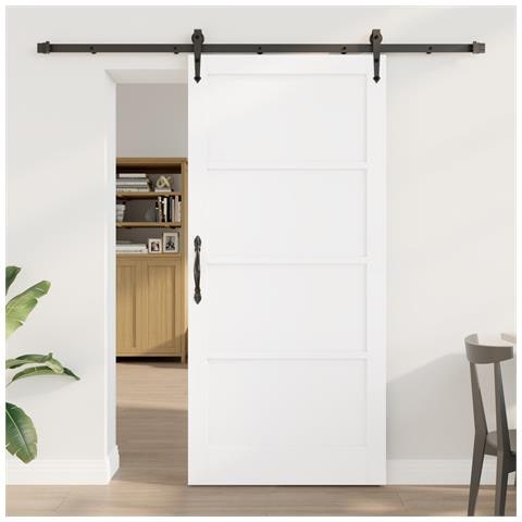 Porta scorrevole con set hardware 'ORKDAL'Bianco in legno massello di pino - Foto 2