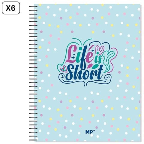 Pack 6 Unita' Quaderno Extradura A4 120 Fogli Rete Design Life Is Short - Foto 1