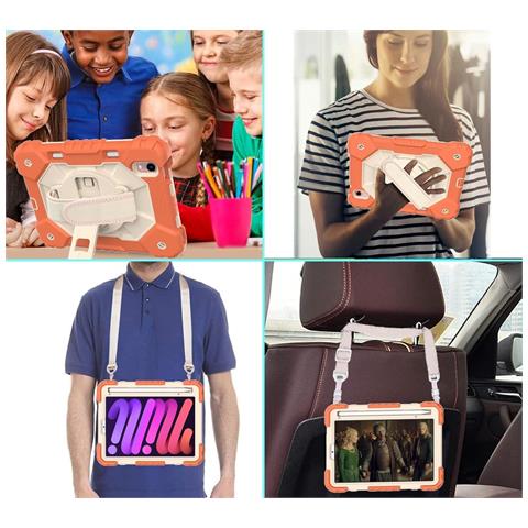 Custodia Per Ipad Mini 6 8.3"" Con Supporto E Tracolla Arancione - Foto 2