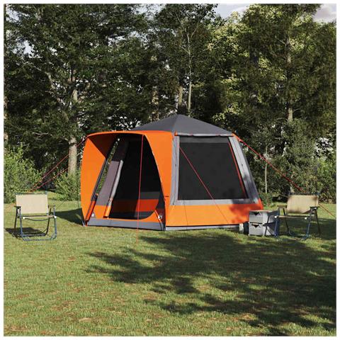 Tenda da campeggio Grigio e arancione 420 x 420 x 227 cm - Foto 2