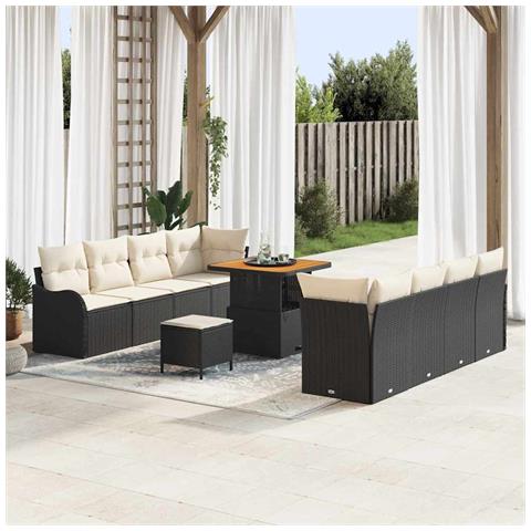Set Divano da Giardino 11 pcs Nero e Crema 80 x 80 x 71 cm - Foto 2