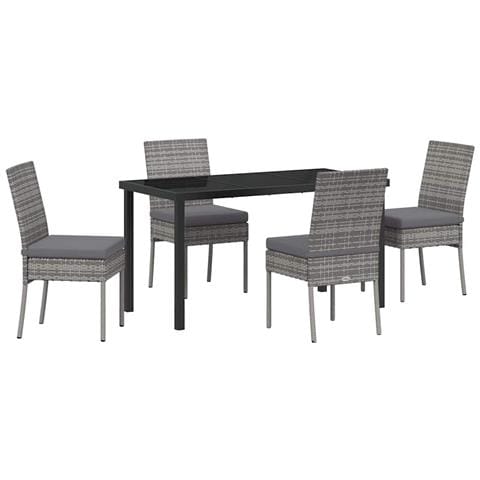 Set da Pranzo per Giardino 5 pcs Grigio Poly Rattan - Foto 1