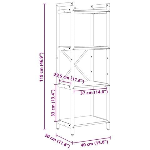 Libreria Rovere fumo 40 x 30 x 118 cm Legno multistrato - Foto 9