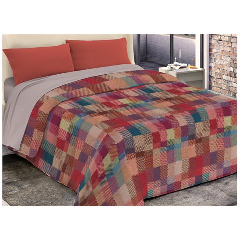 Trapunta Piumone Invernale Imbottita 300gr Microfibra Diadema Quadri 2 Piazze D21 Fucsia - Foto 1