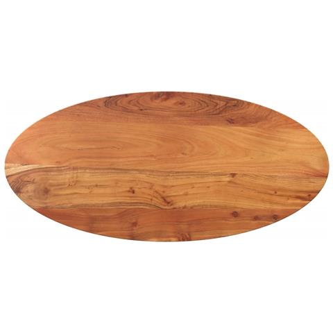 Piano Tavolo 120x50x3,8 cm Ovale in Legno Massello di Acacia - Foto 1