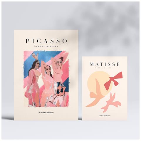 Set Di 6 Stampe Stampe Di Corpi Di Picasso E Matisse Del Fauvismo E Del Surrealismo Per L'interior Design A3 & A4 Senza Cornice - Foto 2