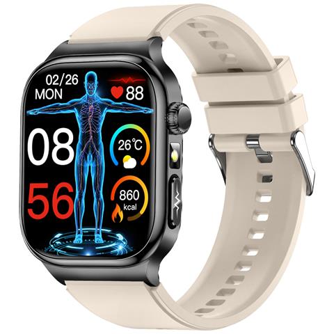 Smartwatch Amoled Ad Alta Risoluzione Da 2,04 Pollici Con Monitoraggio Della Salute Beige - Foto 2
