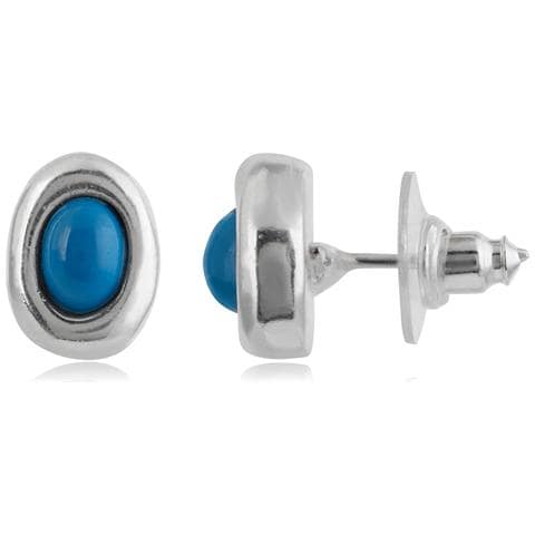 Orecchino In Resina Blu Turchese ""basic"" Placcato Argento - Foto 1