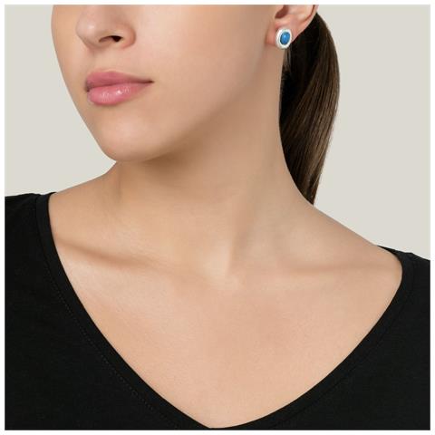 Orecchino In Resina Blu Turchese ""basic"" Placcato Argento - Foto 2