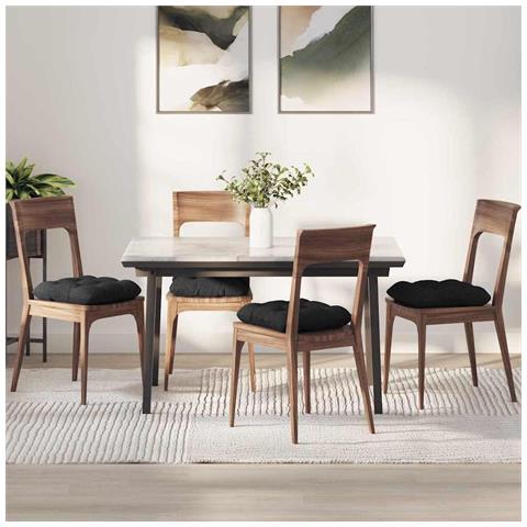Cuscini per Seduta 4 pcs Nero 45 x 45 x 12 cm Tessuto - Foto 2
