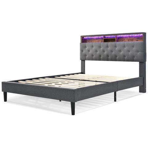 Letto Matrimoniale Innovativo Con Stoccaggio Nella Testiera E Illuminazione Led - Foto 2