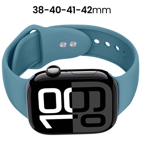 Bracciale Per Apple Watch 38 / 40 / 41 / 42mm In Silicone Liquido, Blu Marine - Foto 2