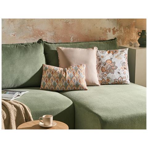 Set Di 3 Cuscini Decorativi Hopea Cotone 30 X 50 Cm 45 X 45 Cm Multicolore Trama Floreale - Foto 1