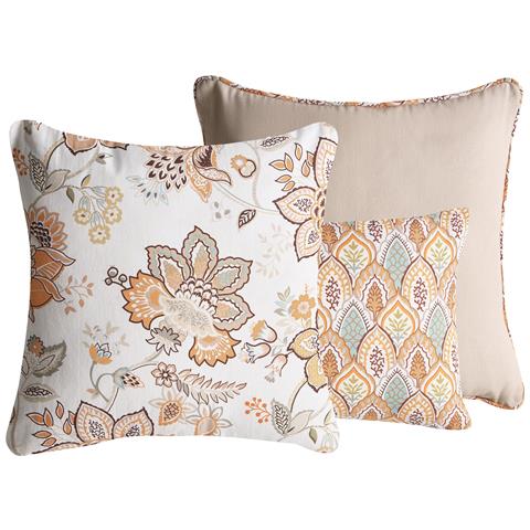Set Di 3 Cuscini Decorativi Hopea Cotone 30 X 50 Cm 45 X 45 Cm Multicolore Trama Floreale - Foto 2