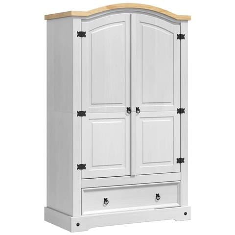 Guardaroba Corona Bianco 101 x 52 x 170 cm Pino massello - Foto 1