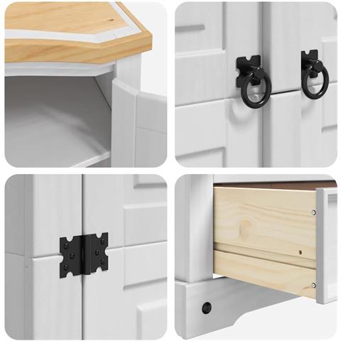 Guardaroba Corona Bianco 101 x 52 x 170 cm Pino massello - Foto 9