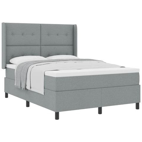 Letto a molle con materasso Grigio chiaro 140 x 190 cm Tessuto - Foto 1