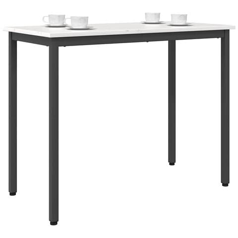 tavolo Bianco 100 x 50 x 77 cm Legno ingegnerizzato e acciaio - Foto 2