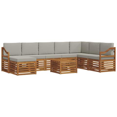 Set divani con cuscino 9 pcs Grigio Naturale e Chiaro - Foto 1