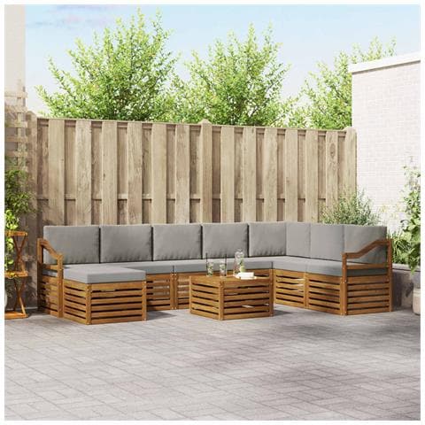 Set divani con cuscino 9 pcs Grigio Naturale e Chiaro - Foto 2