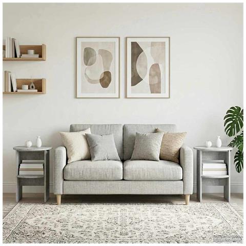 Mobile laterale 2 pcs Grigio Cemento Ø40 x 50 cm - Foto 2