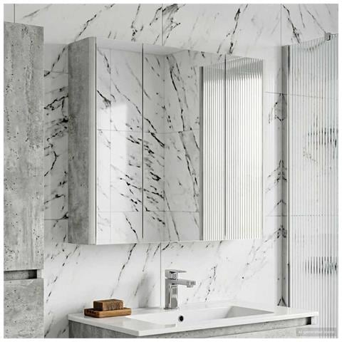 Mobiletto per specchio da bagno Grigio cemento - Foto 2