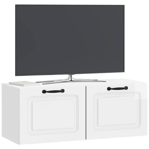 Mobile Porta TV da Muro Bianco Lucido 78,5 x 31 x 30 cm - Foto 2