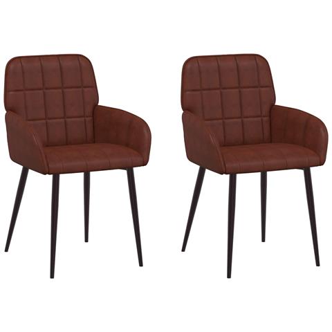 Sedie da pranzo 2 pcs Similpelle Marrone Lucido 57 x 50 x 85 cm - Foto 1