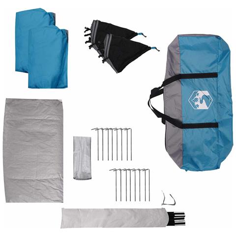 Tenda familiare con telo da pioggia resistente all'acqua Blu - Foto 9
