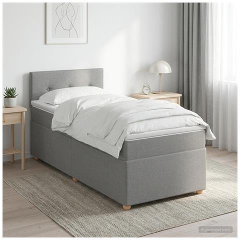 Letto box spring con materasso Grigio Chiaro 80 x 200 cm - Foto 2