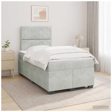 Letto box spring con materasso Grigio Chiaro 120 x 200 cm - Foto 2